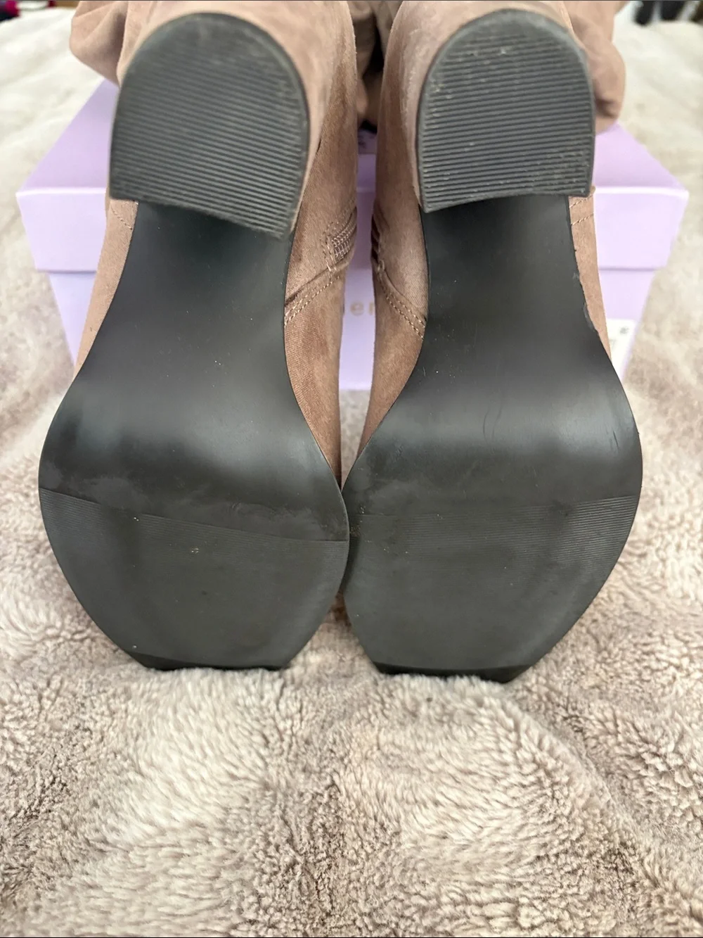 Madden Girl Over-the-Knee Slouch Boots in Taupe